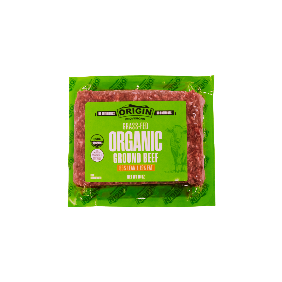 Single package of Origin 85/15 organic grass-fed ground beef