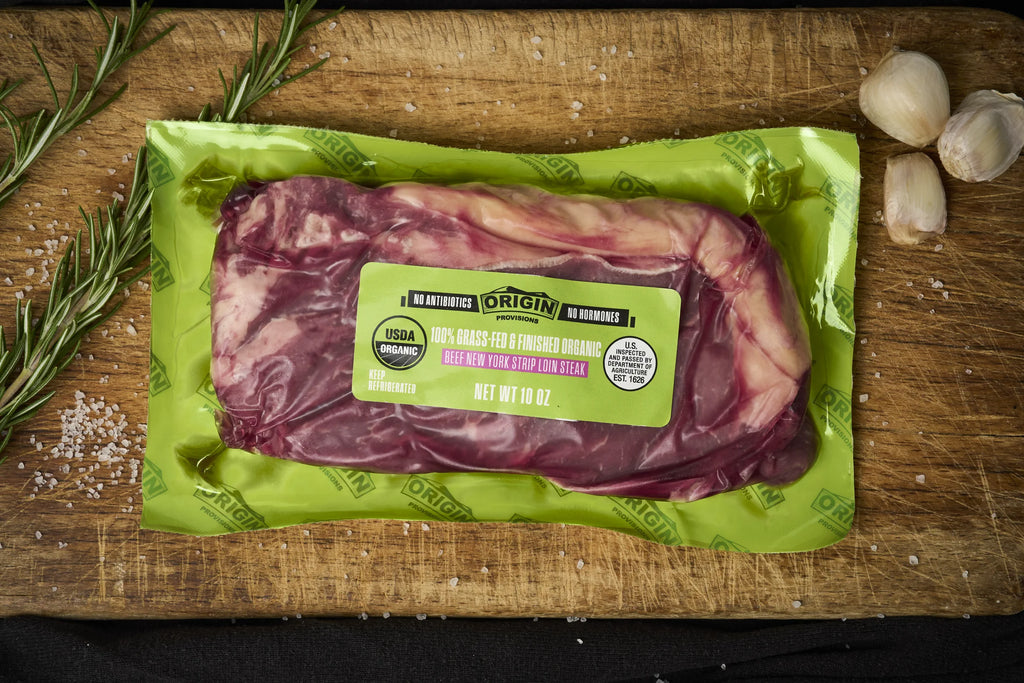 100% Grass-Fed & Organic Certified Beef NY Strip Steak - 10 oz. lifestyle image
