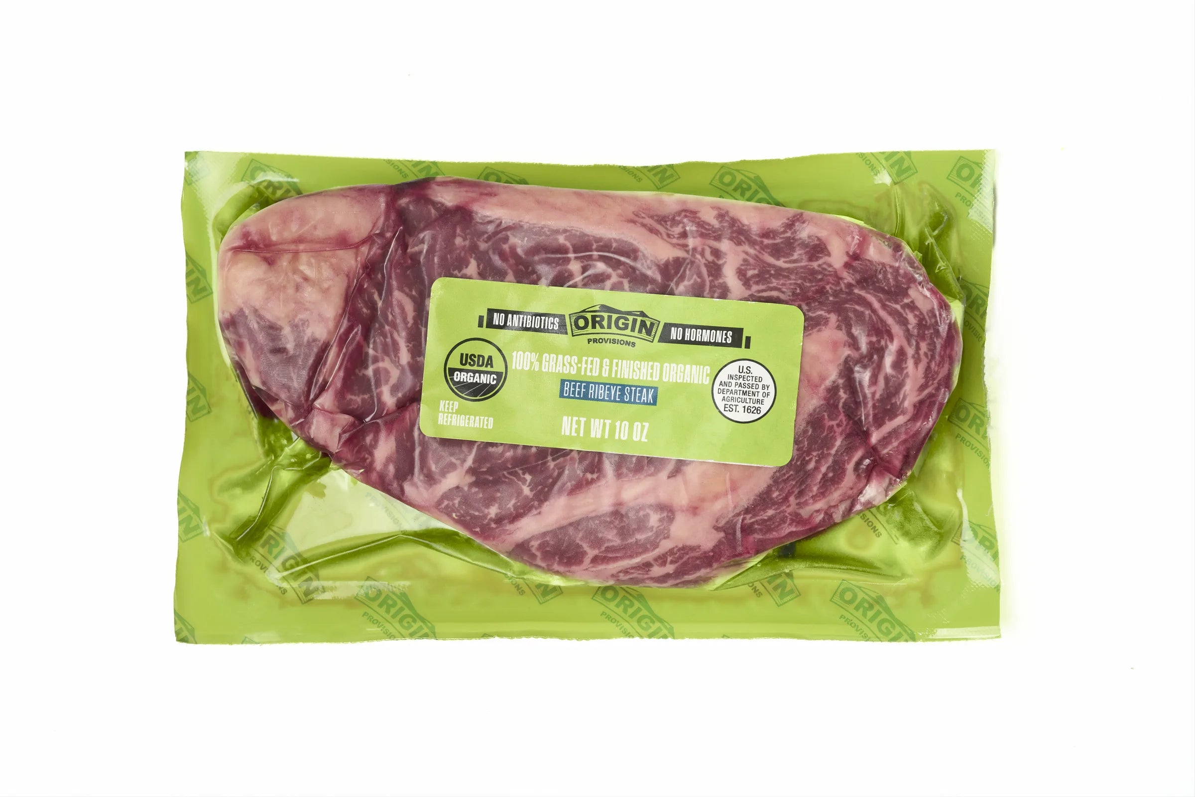 100% Grass-Fed & Organic Certified Beef Ribeye Steak - 10 oz. package