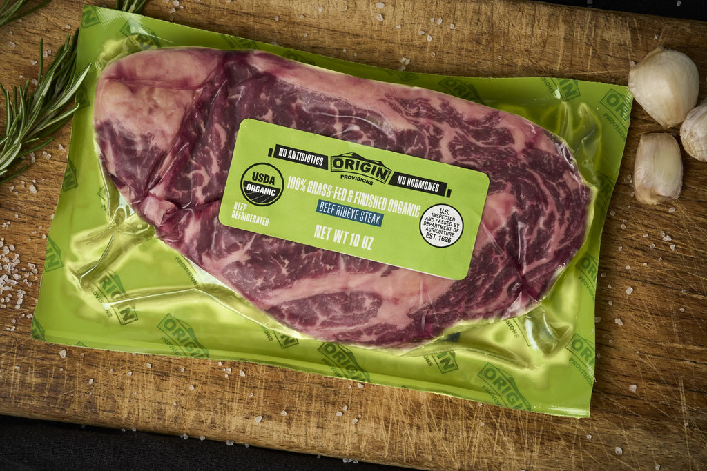100% Grass-Fed & Organic Certified Beef Ribeye Steak - 10 oz. lifestyle image