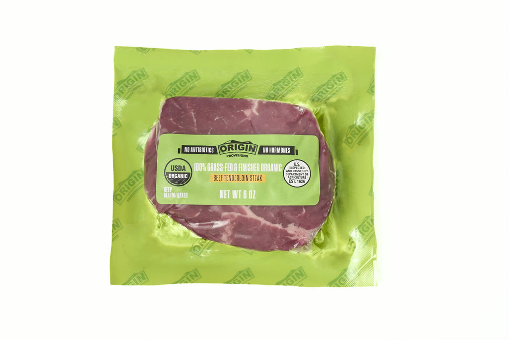 100% Grass-Fed & Organic Certified Beef Tenderloin Steak - 6 oz. package