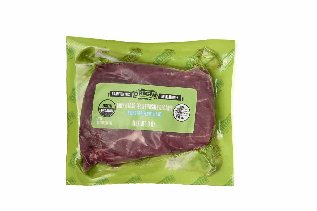 100% Grass-Fed & Organic Certified Beef Top Sirloin Steak - 8 oz. package