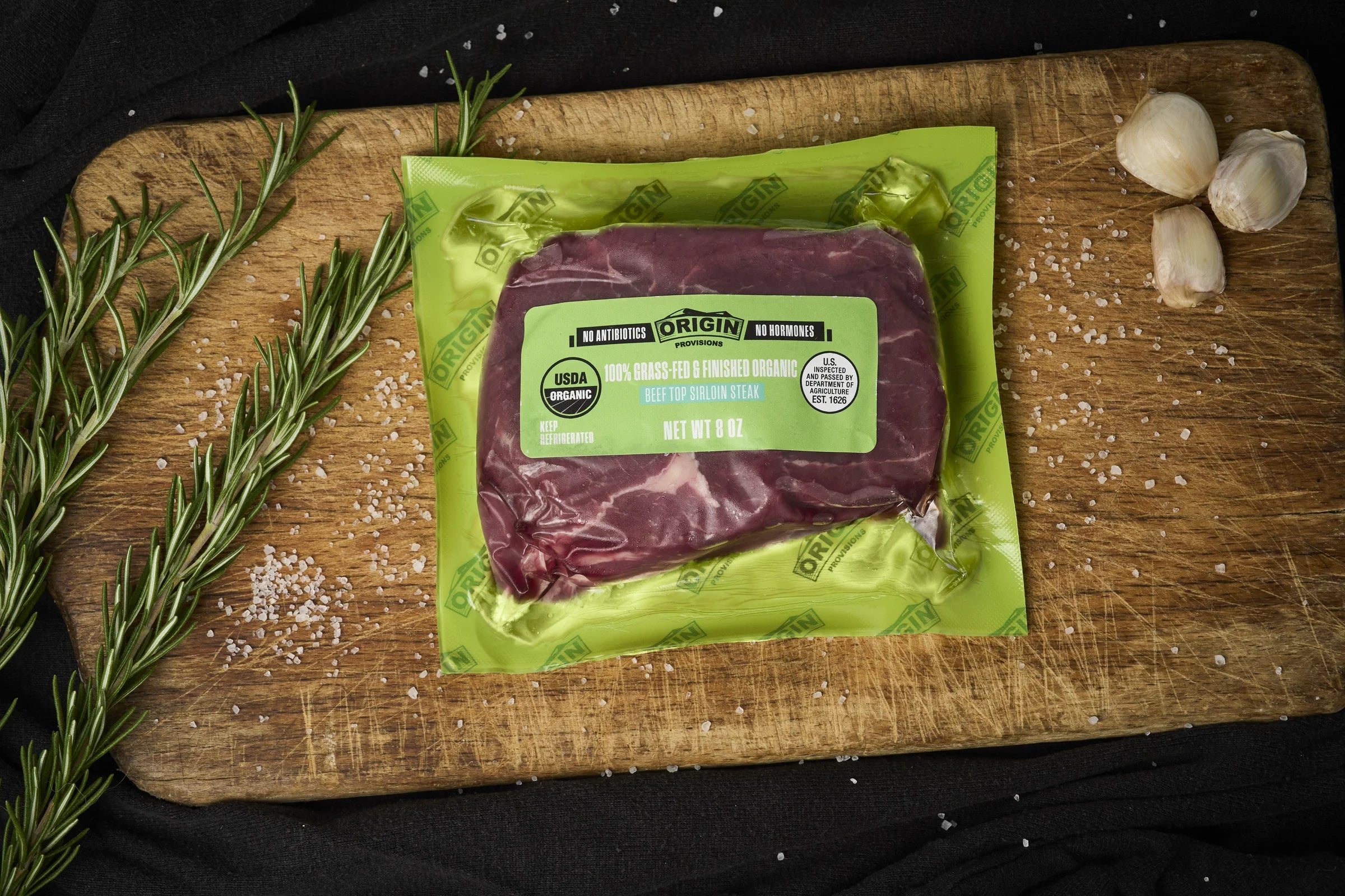 100% Grass-Fed & Organic Certified Beef Top Sirloin Steak - 8 oz. lifestyle image