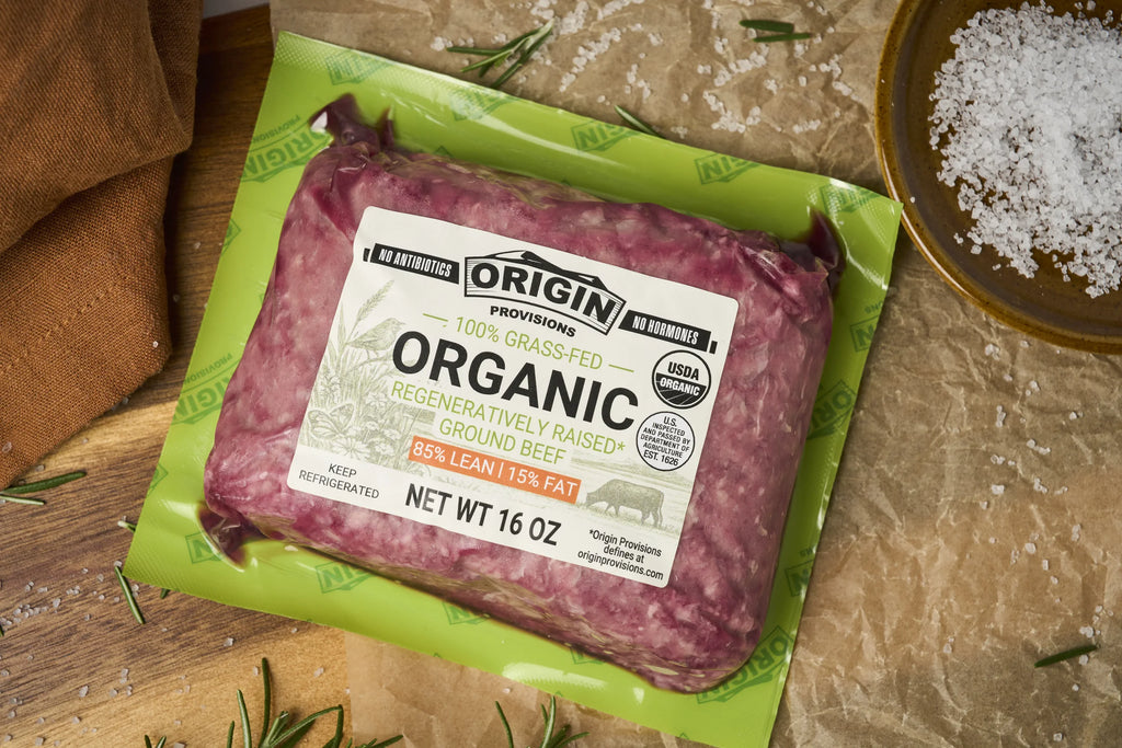 100% Grass-Fed, Organic & Regeneratively Raised 85% Lean & 15% Fat Ground Beef - 1 lb. lifestyle image