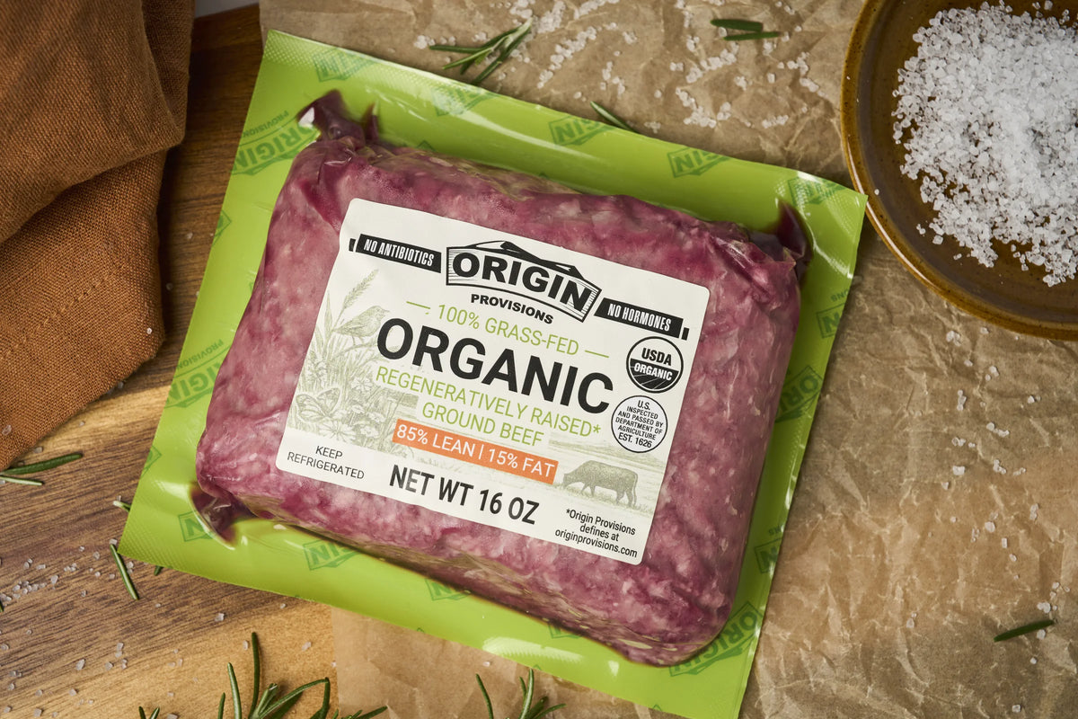 100% Grass-Fed, Organic & Regeneratively Raised 85% Lean & 15% Fat Ground Beef - 1 lb. lifestyle image