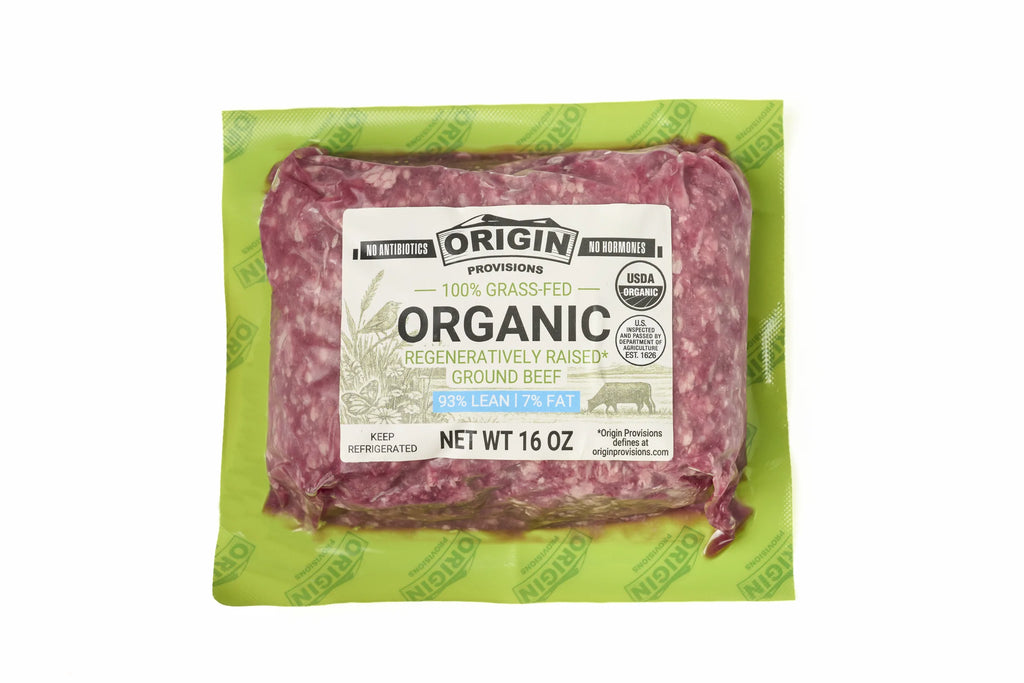 100% Grass-Fed, Organic & Regeneratively Raised 93% Lean & 7% Fat Ground Beef - 1 lb. package