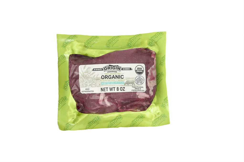 100% Grass-Fed, Organic & Regeneratively Raised Beef Top Sirloin Steak - 8 oz. package