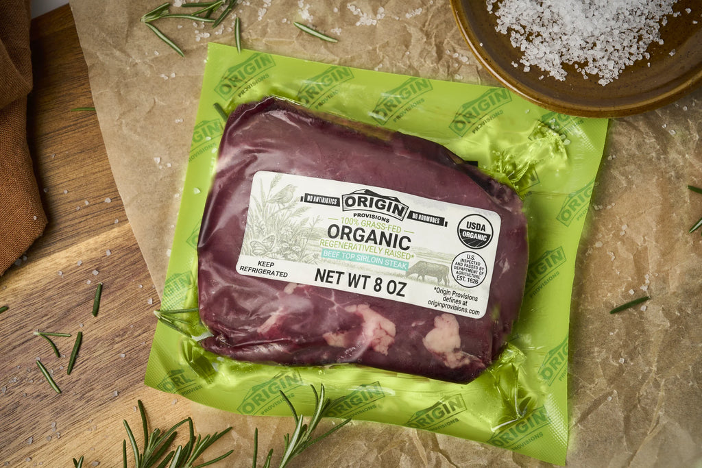 100% Grass-Fed, Organic & Regeneratively Raised Beef Top Sirloin Steak - 8 oz. lifestyle image