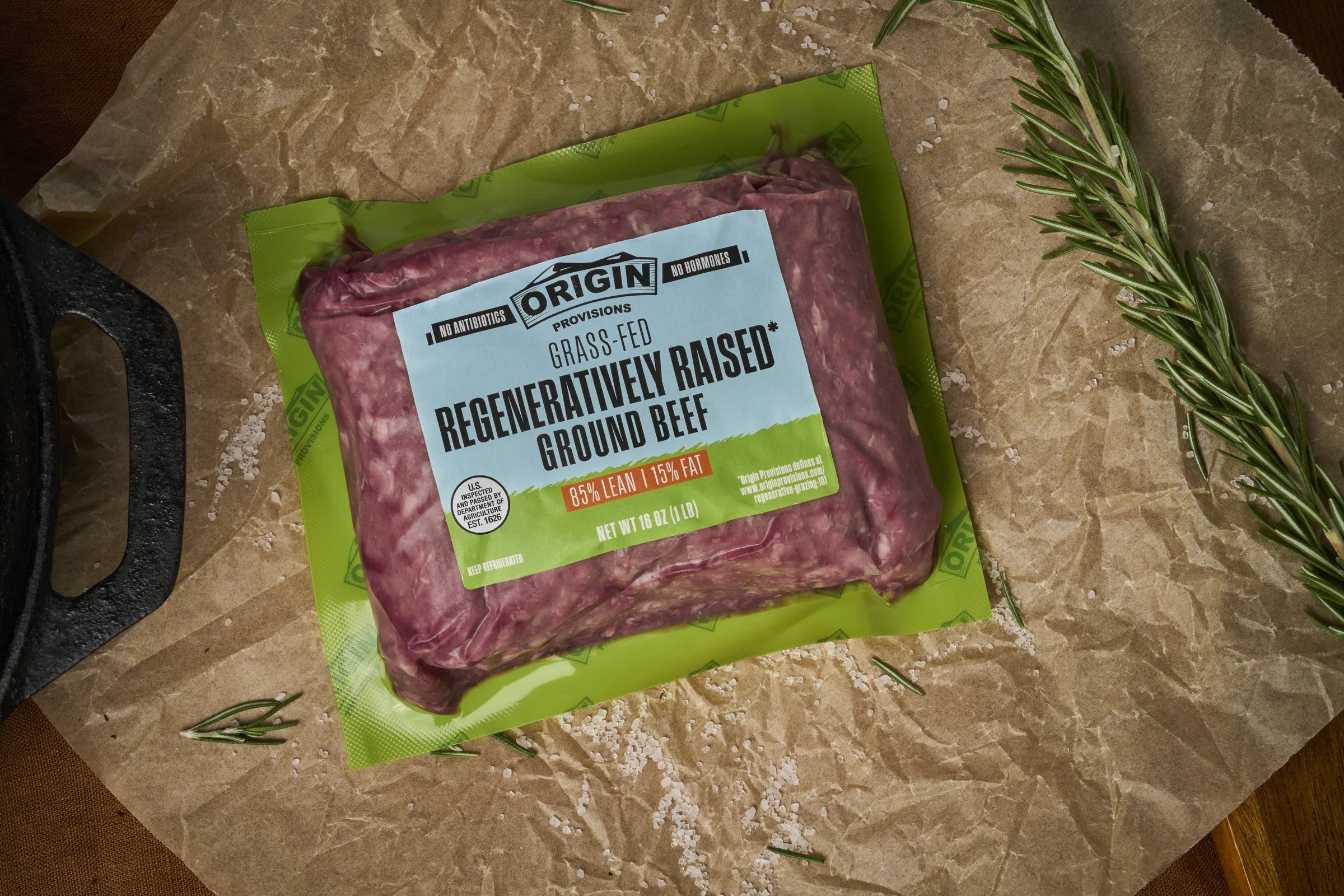 Grass-Fed & Regeneratively Raised 85% Lean & 15% Fat Ground Beef - 1 lb. lifestyle image