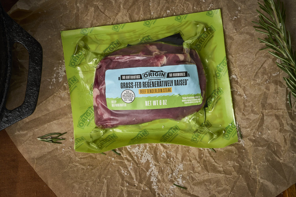 Grass-Fed & Regeneratively Raised Beef Tenderloin Steak - 6 oz. lifestyle image
