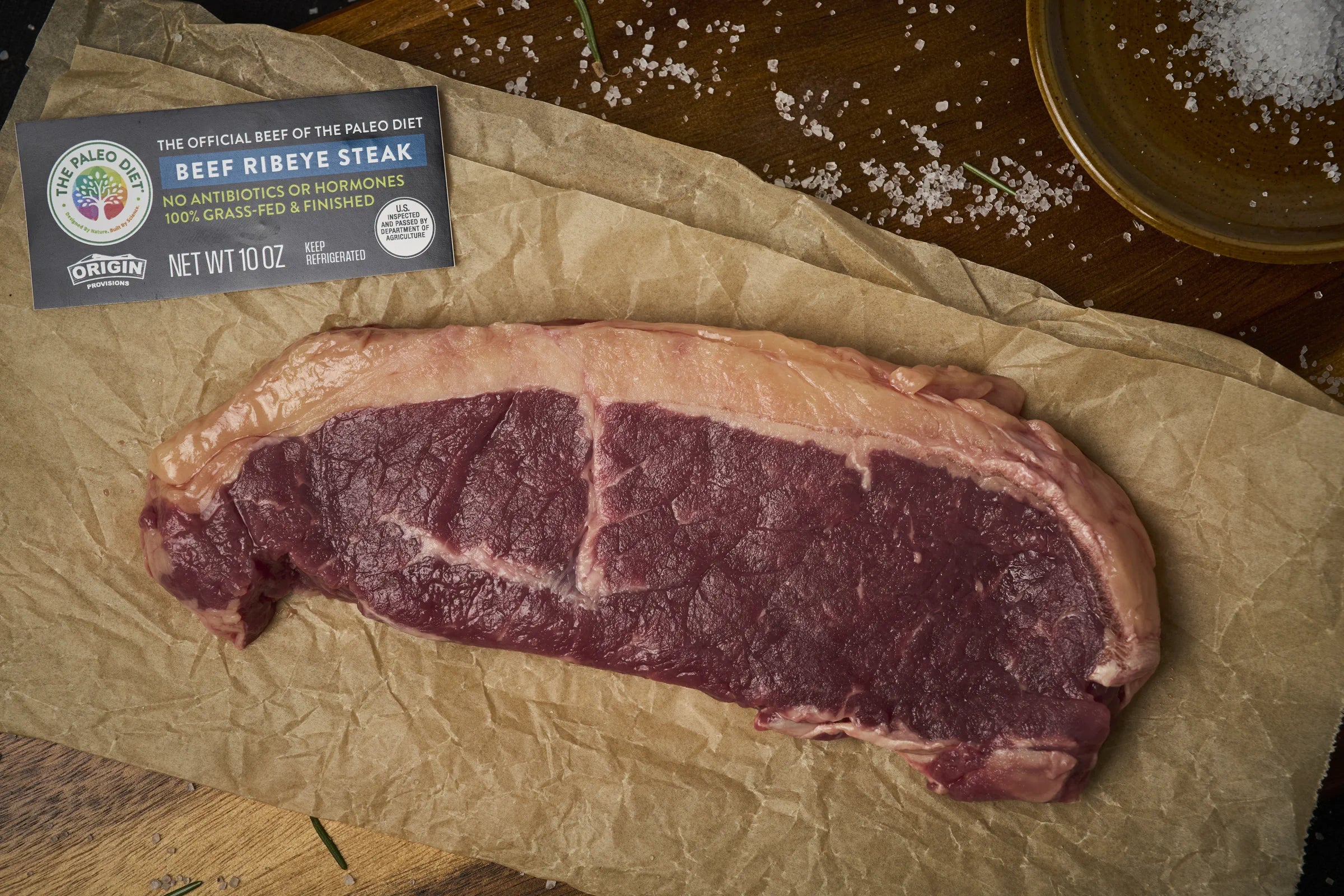 The Paleo Diet 100% Grass-Fed & Finished Beef Ribeye Steak - 10 oz. product detail